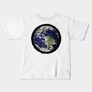 Planet Earth Scribble Circle Frame Kids T-Shirt